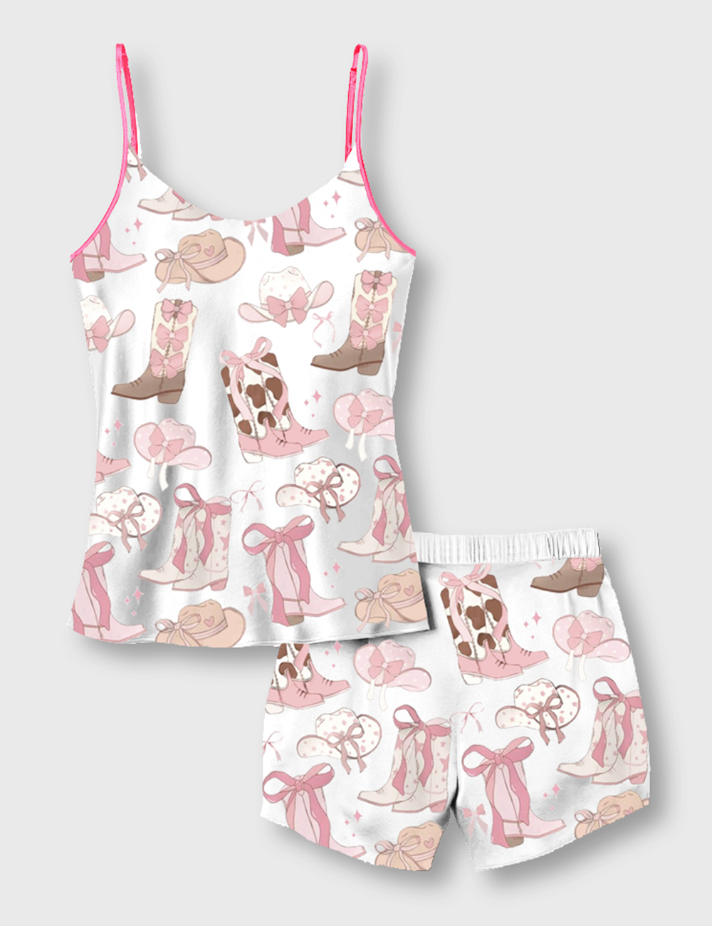 Women's Cowgirl Coquette Camisole Satin Pajama Set