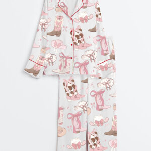 Women's Cowgirl Coquette Long Sleeve Satin Pajama Set