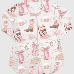 Womenâ€™s Cowgirl Coquette Long Sleeve Satin Sleep Shirt