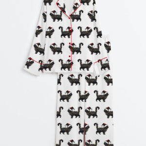 Women's Cute Cat Christmas Cat Mom Holiday Cat Lover Long Sleeve Satin Pajama Set