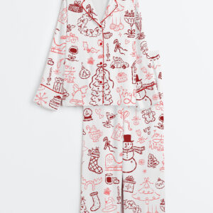 Womenâ€™s Cute Christmas Long Sleeve Satin Pajama Set