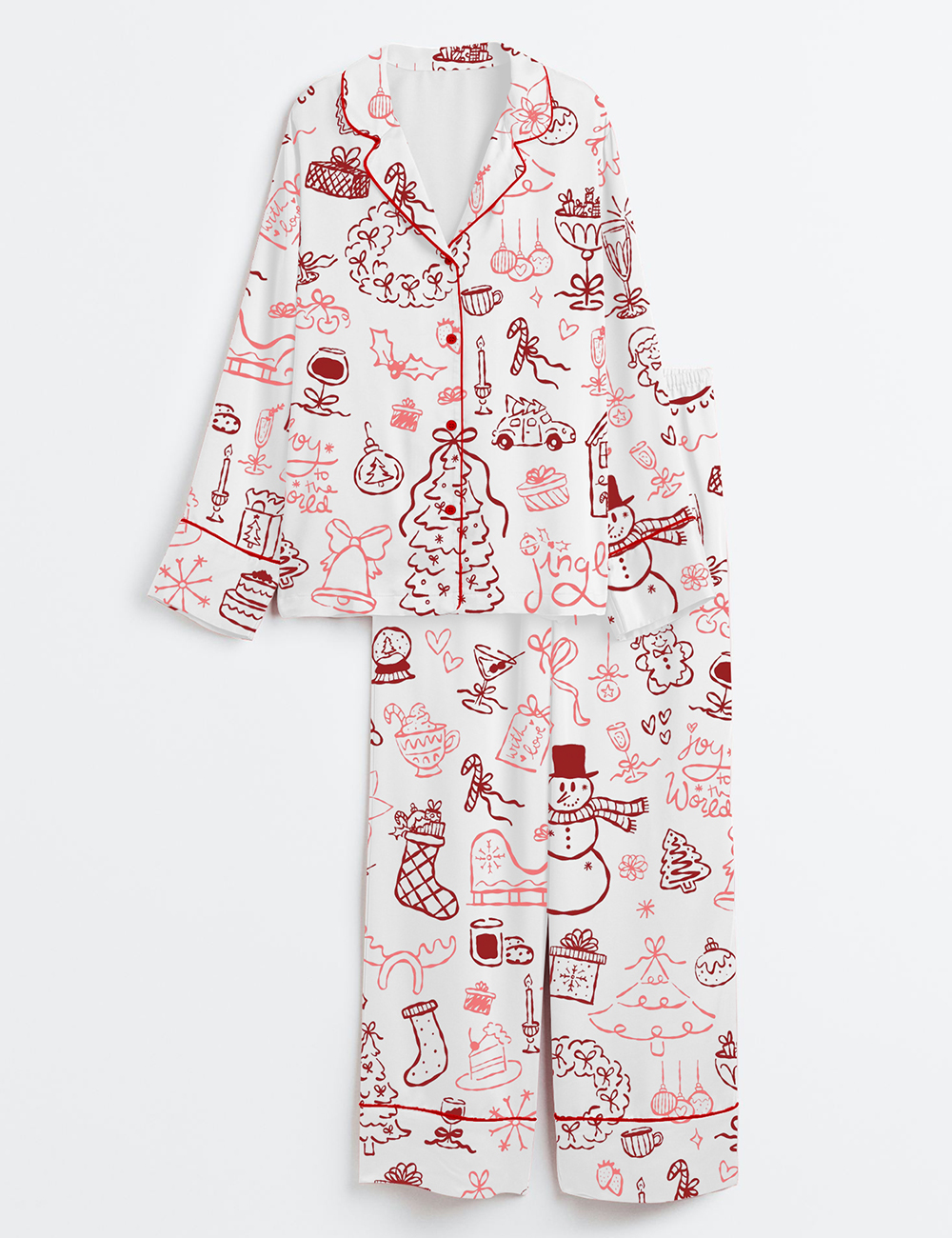 Womenâ€™s Cute Christmas Long Sleeve Satin Pajama Set