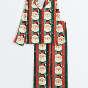 Womenâ€™s Cute Christmas Santa Long Sleeve Satin Pajama Set