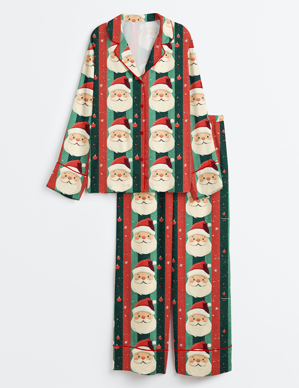 Womenâ€™s Cute Christmas Santa Long Sleeve Satin Pajama Set