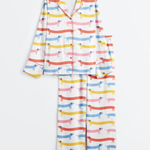 Women's Cute Weenie Dachshund Long Sleeve Satin Pajama Set