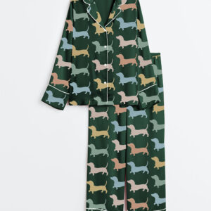 Women's Dachshund Cute Dog Long Sleeve Pajama Set