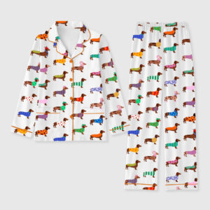 Women's Dachshund Cute Dog Long Sleeve Pocket Cotton Pajama Set