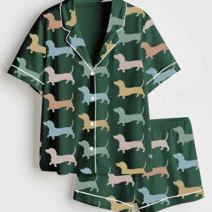 Women's Dachshund Cute Dog Short Sleeve Pajama Set