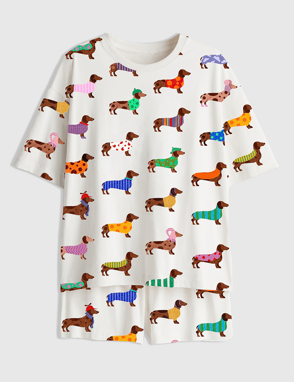 Women's Dachshund Cute Dog Short Sleeve Pajama Set