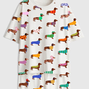 Women's Dachshund Cute Dog Short Sleeve Pajama Set