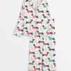 Women's Dachshund Dog Long Sleeve Satin Pajama Set