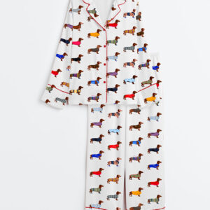 Women's Dachshund Dog Long Sleeve Satin Pajama Set
