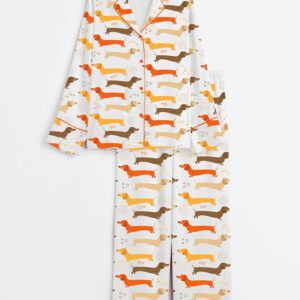 Women's Dachshund Dog Long Sleeve Satin Pajama Set