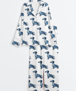 Women's Dachshund Dog Lover Long Sleeve Satin Pajama Set