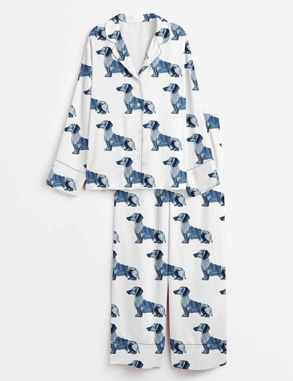 Womenâ€™s Dachshund Dog Lover Long Sleeve Satin Pajama Set