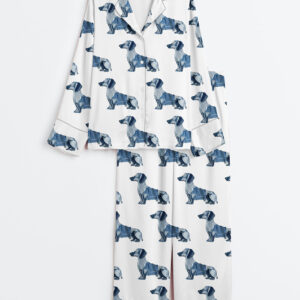 Women's Dachshund Dog Lover Long Sleeve Satin Pajamas Set