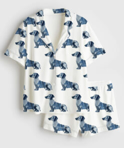 Women's Dachshund Dog Lover Short Sleeve Satin Pajama Set
