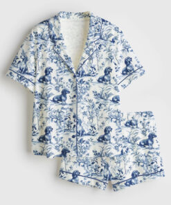 Women's Dachshund Dog Sausage Dog Lover Short Sleeve Satin Pajama Set