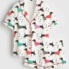 Women's Dachshund Dog Short Sleeve Satin Pajamas Set