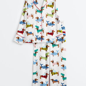 Women's Dachshund Dogs Wear Various Skins Long Sleeve Satin Pajamas Set