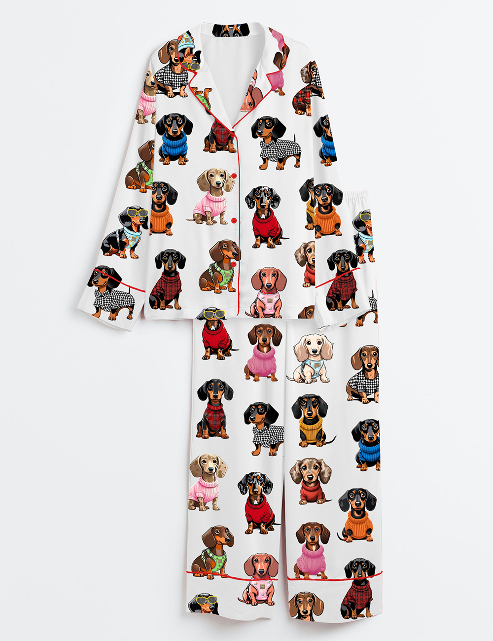 Womenâ€™s Dachshund Lover Long Sleeve Satin Pajama Set