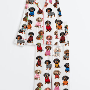 Women's Dachshund Lover Long Sleeve Satin Pajama Set