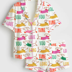 Women's Dachshund Lover Short Sleeve Satin Pajama Set