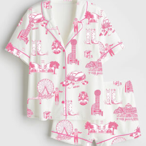 Womenâ€™s Dallas Western Cowboy Short Sleeve Satin Pajama Set