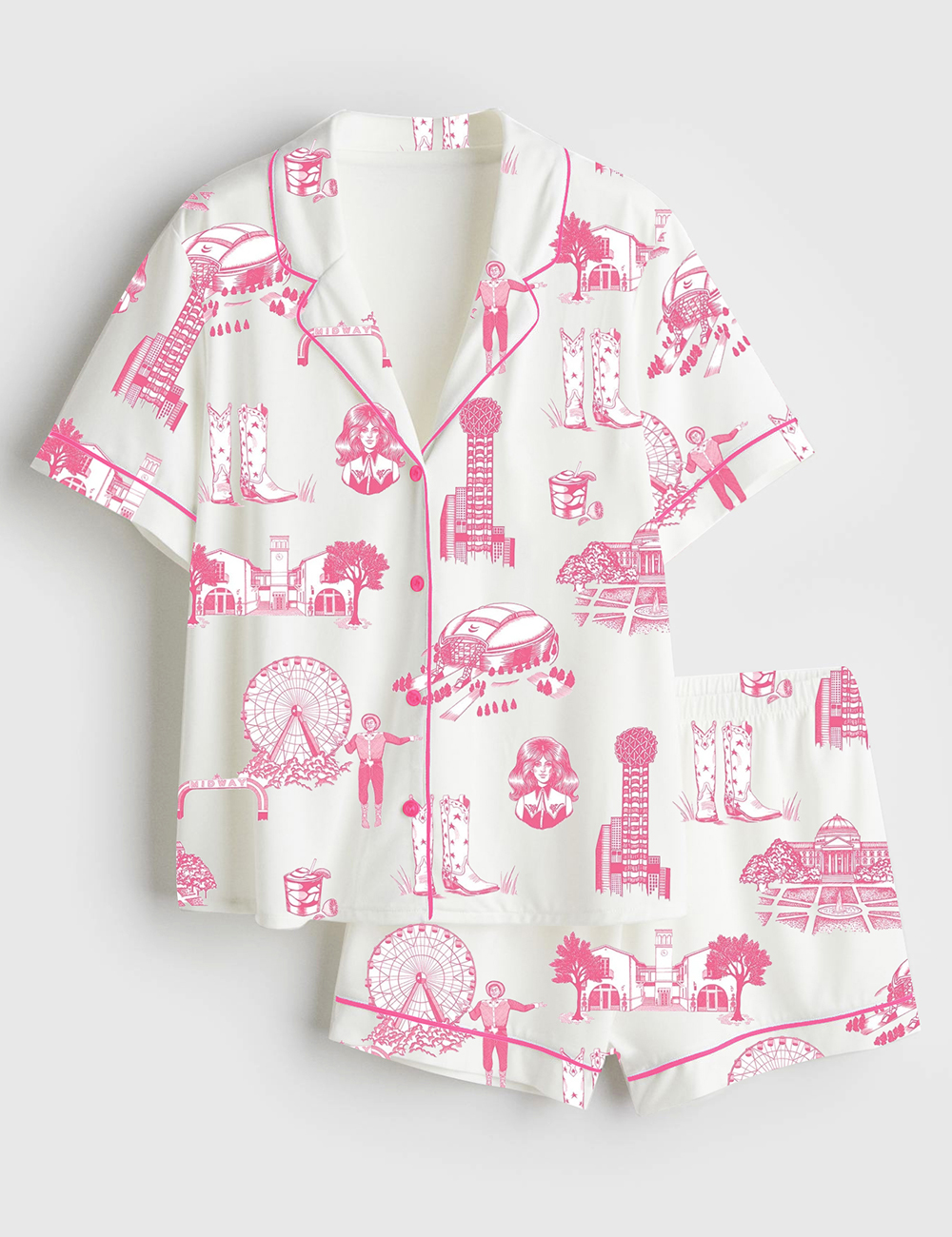 Womenâ€™s Dallas Western Cowboy Short Sleeve Satin Pajama Set