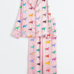 Women's Dalmatian Puppy Long Sleeve Satin Pajama Set