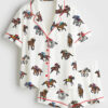 Women's Derby Horse Racing Kentucky Derby 2025 Equestrian Jockey Print Short Sleeve Satin Pajama Set