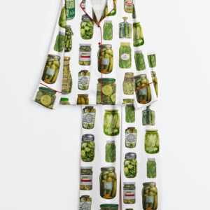 Women's Dill Pickle Collage Long Sleeve Satin Pajamas Set
