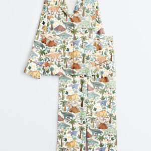 Women's Dinosaurs Long Sleeve Satin Pajama Set