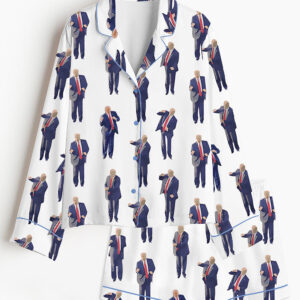 Women's DJ America Long Sleeve Short Pants Satin Pajamas Set