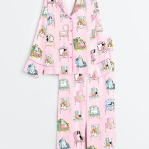 Women's Dogs Make Everything Better Dog Lover Long Sleeve Satin Pajamas Set