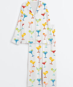 Women's Drink Margaritas Long Sleeve Satin Pajama Set