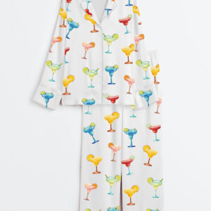 Women's Drink Margaritas Long Sleeve Satin Pajama Set