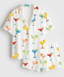 Women's Drink Margaritas Short Sleeve Satin Pajama Set