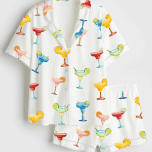 Womenâ€™s Drink Margaritas Short Sleeve Satin Pajama Set