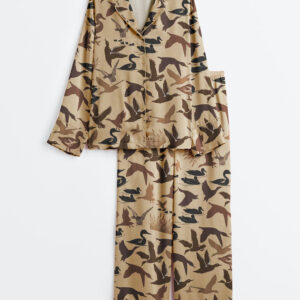 Women's Duck Camouflage Long Sleeve Satin Pajama Set