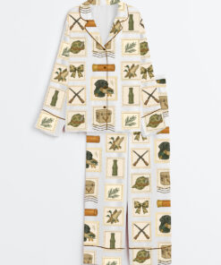Women's Duck Hunting Girlfriend Preppy Camo Bows Long Sleeve Satin Pajama Set