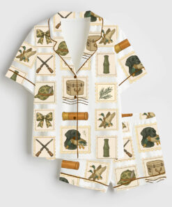 Women's Duck Hunting Girlfriend Preppy Camo Bows Short Sleeve Satin Pajama Set