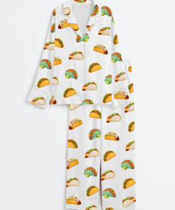 Women's Eat Tacos Long Sleeve Satin Pajama Set