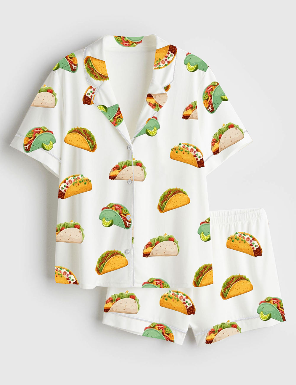 Womenâ€™s Eat Tacos Short Sleeve Satin Pajama Set
