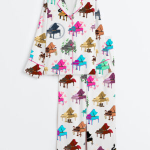 Women's Eras Tour Pianos Long Sleeve Satin Pajama Set