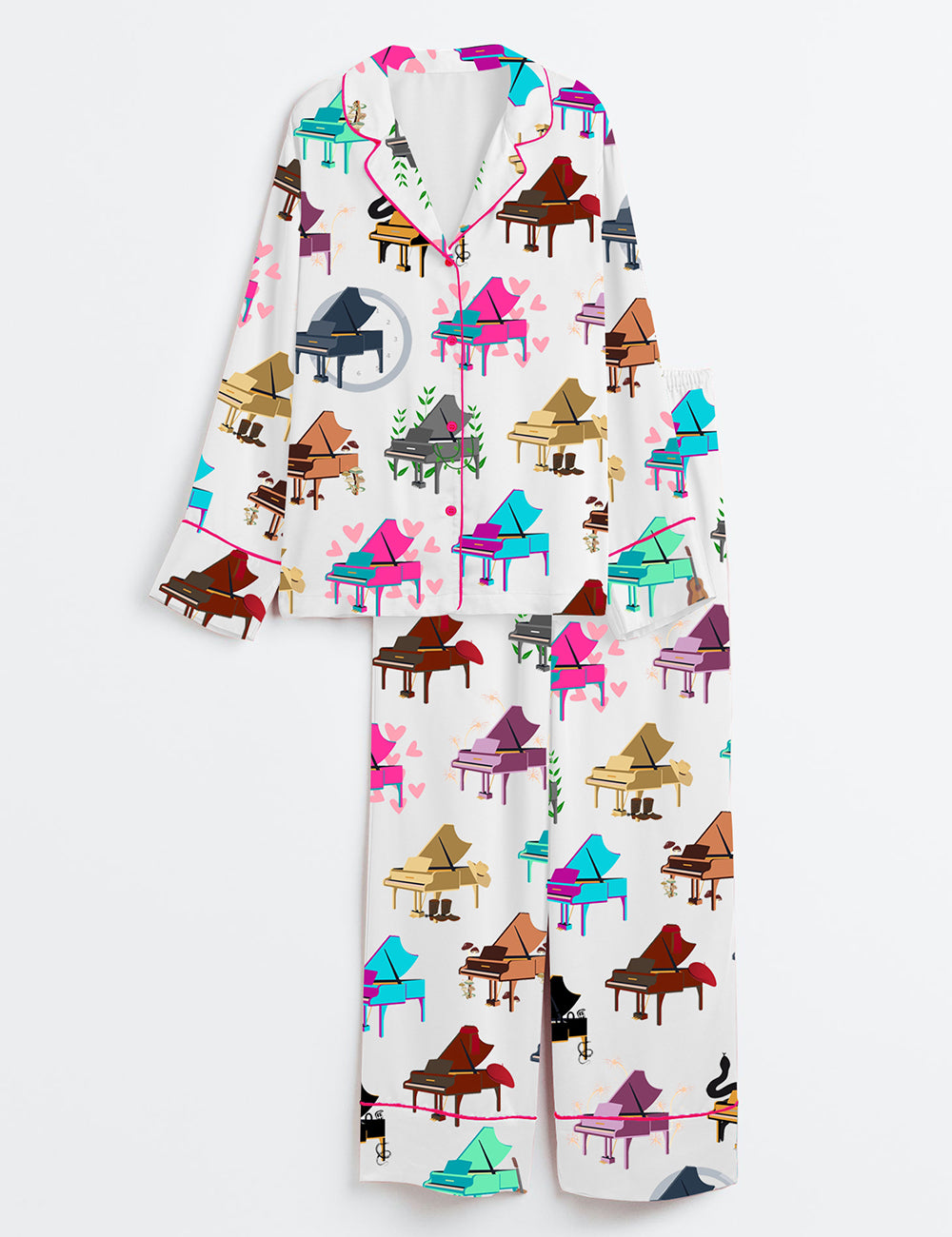 Women's Eras Tour Pianos Long Sleeve Satin Pajama Set