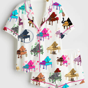 Women's Eras Tour Pianos Short Sleeve Satin Pajama Set