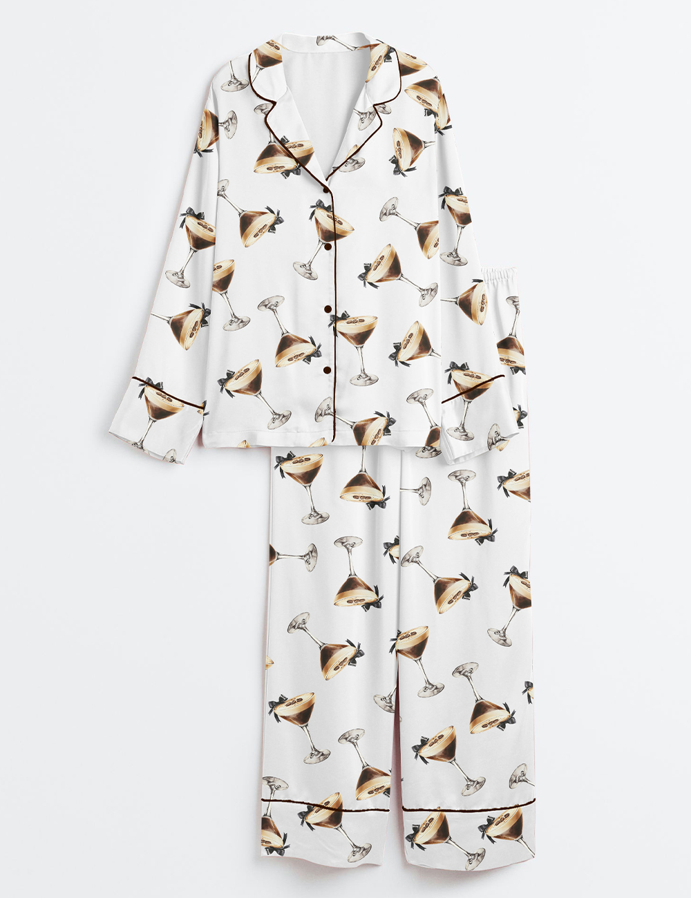 Womenâ€™s Espresso Martini Alcohol Drink Long Sleeve Satin Pajama Set