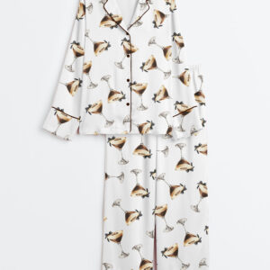 Women's Espresso Martini Alcohol Drink Long Sleeve Satin Pajama Set