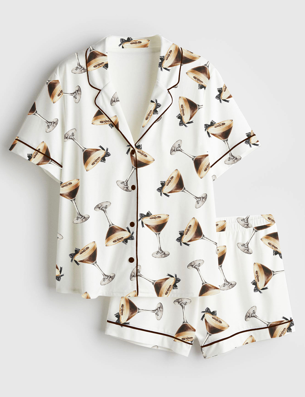 Womenâ€™s Espresso Martini Alcohol Drink Short Sleeve Satin Pajama Set